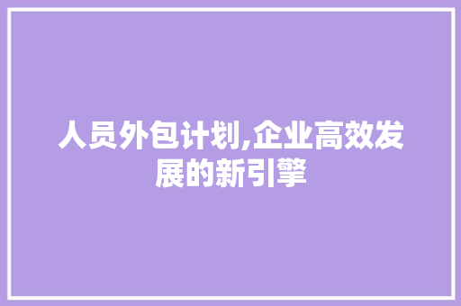 人员外包计划,企业高效发展的新引擎
