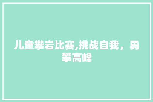 儿童攀岩比赛,挑战自我，勇攀高峰