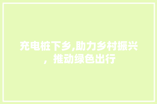 充电桩下乡,助力乡村振兴，推动绿色出行