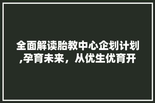 全面解读胎教中心企划计划,孕育未来，从优生优育开始