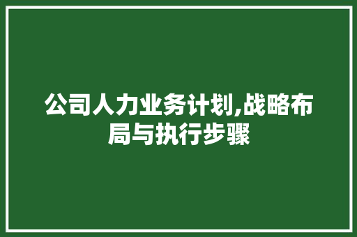 公司人力业务计划,战略布局与执行步骤