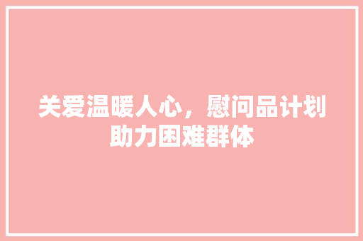 关爱温暖人心，慰问品计划助力困难群体 成语大全