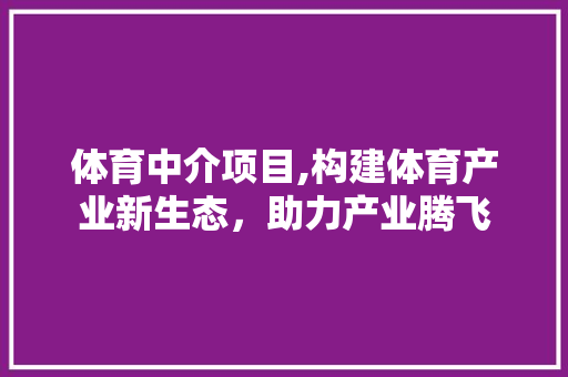 体育中介项目,构建体育产业新生态，助力产业腾飞