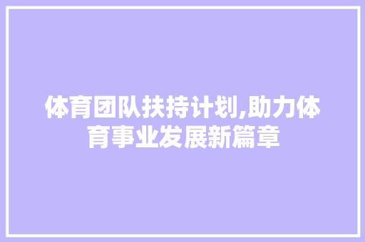 体育团队扶持计划,助力体育事业发展新篇章 合同范本