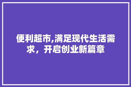 便利超市,满足现代生活需求，开启创业新篇章
