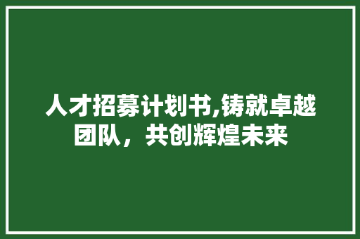人才招募计划书,铸就卓越团队，共创辉煌未来