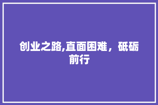 创业之路,直面困难，砥砺前行