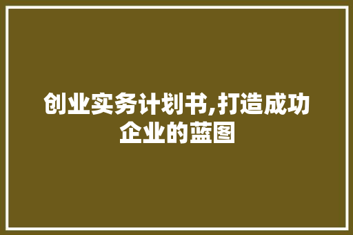 创业实务计划书,打造成功企业的蓝图