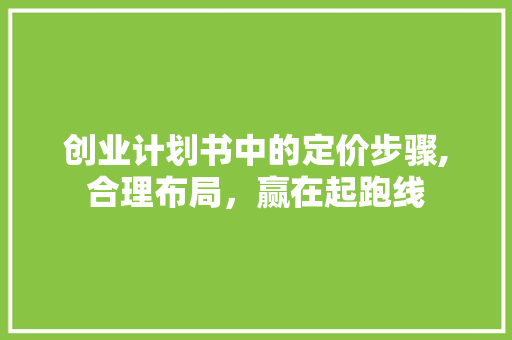 创业计划书中的定价步骤,合理布局，赢在起跑线