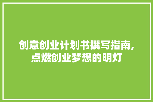 创意创业计划书撰写指南,点燃创业梦想的明灯