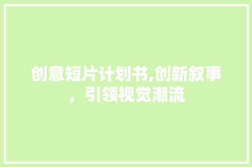 创意短片计划书,创新叙事，引领视觉潮流