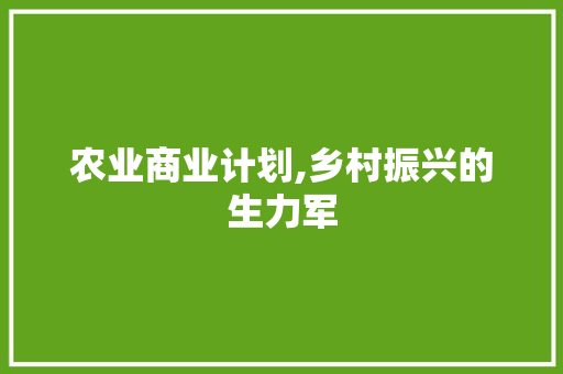 农业商业计划,乡村振兴的生力军 工作总结
