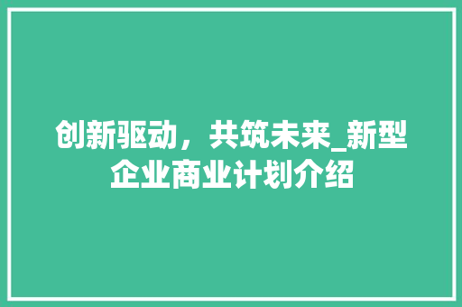 创新驱动，共筑未来_新型企业商业计划介绍