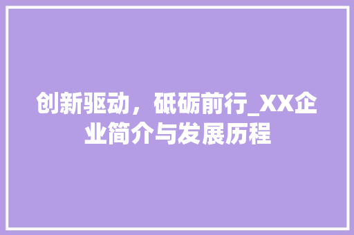 创新驱动，砥砺前行_XX企业简介与发展历程