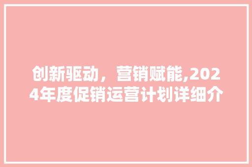 创新驱动，营销赋能,2024年度促销运营计划详细介绍