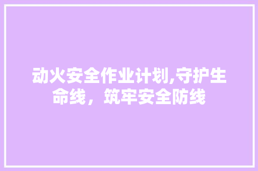 动火安全作业计划,守护生命线，筑牢安全防线 个人简历
