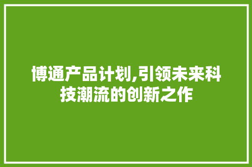 博通产品计划,引领未来科技潮流的创新之作