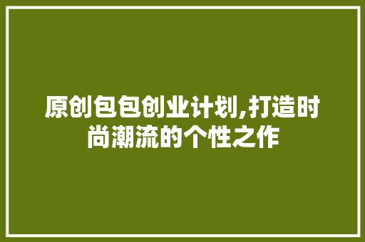 原创包包创业计划,打造时尚潮流的个性之作