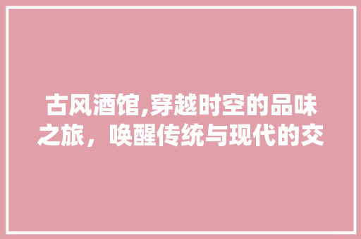 古风酒馆,穿越时空的品味之旅，唤醒传统与现代的交融
