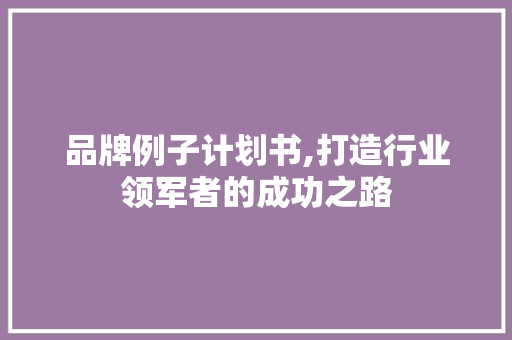 品牌例子计划书,打造行业领军者的成功之路