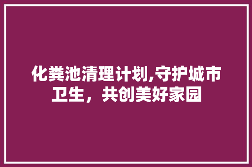 化粪池清理计划,守护城市卫生，共创美好家园