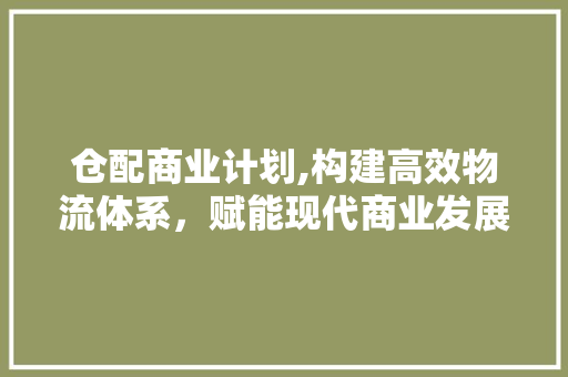 仓配商业计划,构建高效物流体系，赋能现代商业发展