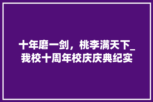 十年磨一剑，桃李满天下_我校十周年校庆庆典纪实