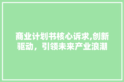 商业计划书核心诉求,创新驱动，引领未来产业浪潮