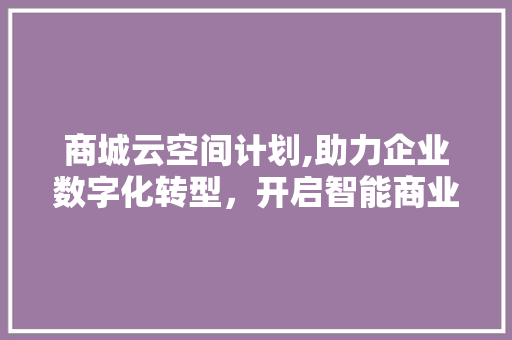 商城云空间计划,助力企业数字化转型，开启智能商业新篇章