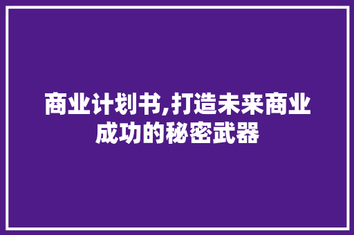 商业计划书,打造未来商业成功的秘密武器