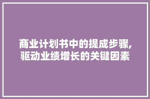 商业计划书中的提成步骤,驱动业绩增长的关键因素