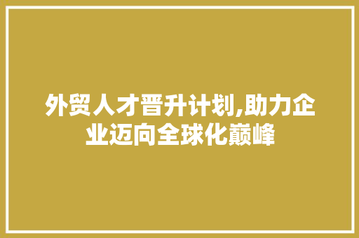 外贸人才晋升计划,助力企业迈向全球化巅峰