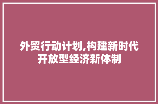 外贸行动计划,构建新时代开放型经济新体制