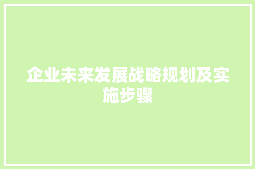 企业未来发展战略规划及实施步骤
