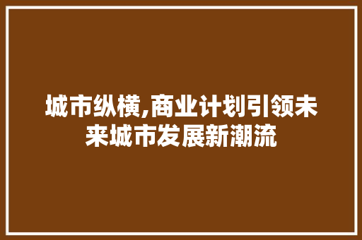 城市纵横,商业计划引领未来城市发展新潮流 个人简历