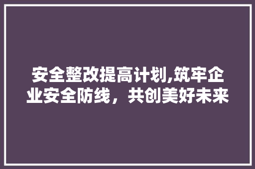 安全整改提高计划,筑牢企业安全防线，共创美好未来