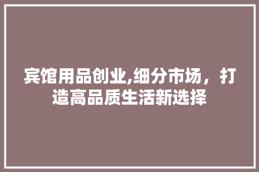 宾馆用品创业,细分市场，打造高品质生活新选择