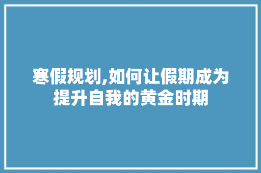 寒假规划,如何让假期成为提升自我的黄金时期 诗词鉴赏