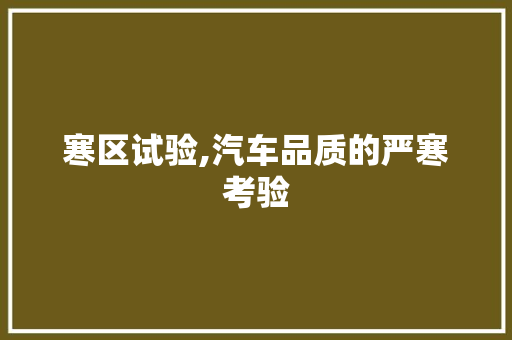 寒区试验,汽车品质的严寒考验 名人名言