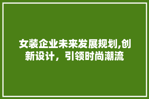 女装企业未来发展规划,创新设计，引领时尚潮流