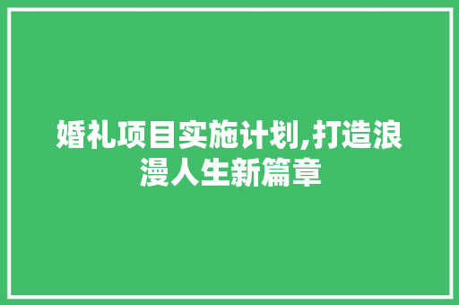 婚礼项目实施计划,打造浪漫人生新篇章 个人简历