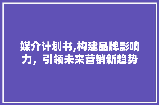 媒介计划书,构建品牌影响力，引领未来营销新趋势