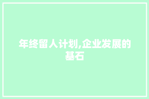 年终留人计划,企业发展的基石