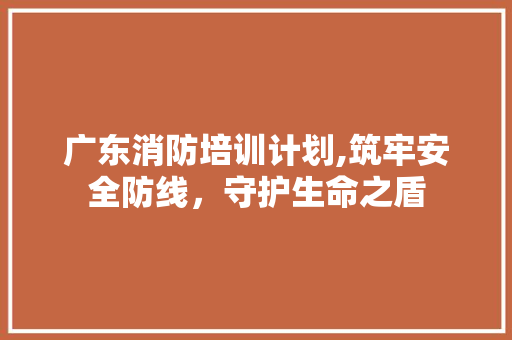 广东消防培训计划,筑牢安全防线，守护生命之盾