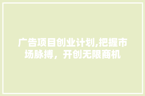 广告项目创业计划,把握市场脉搏，开创无限商机