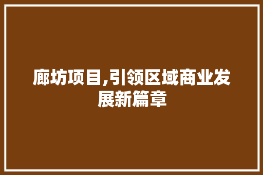 廊坊项目,引领区域商业发展新篇章