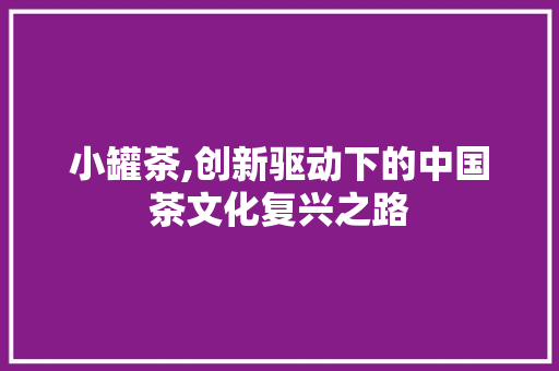 小罐茶,创新驱动下的中国茶文化复兴之路