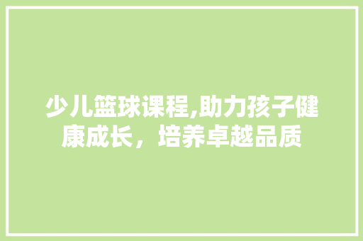 少儿篮球课程,助力孩子健康成长，培养卓越品质