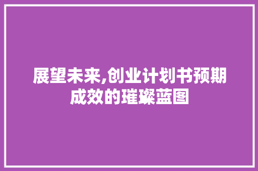 展望未来,创业计划书预期成效的璀璨蓝图