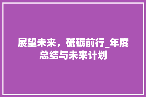 展望未来，砥砺前行_年度总结与未来计划 国学经典